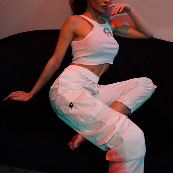 cream utility trousers